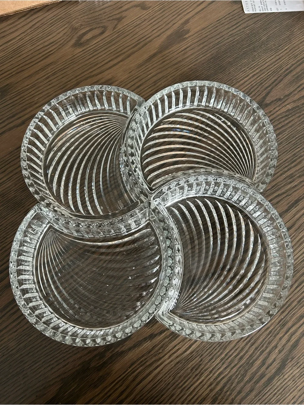 Set of 4 Clear Glass Crescent Dishes